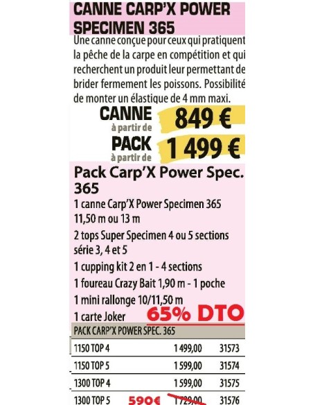 SENSAS CANNE ROUBAISIENNE CARP'X POWER SPECIMEN 365 