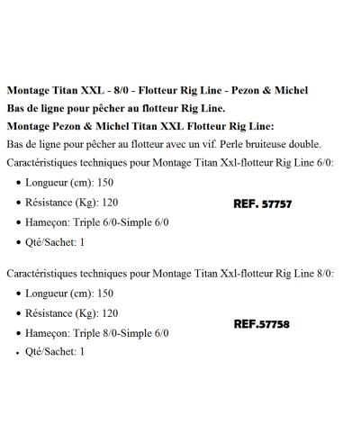 MONTAJE SILUR PEZON & MICHEL TITAN XXL PARA FLOTADOR,BAIX DE LINEA