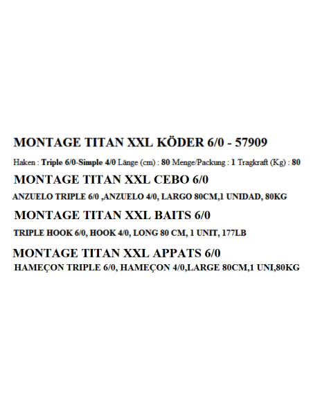 PEZON&MICHEL MONTAGGIO SILURE TITAN XXL - ESCHE 6/0