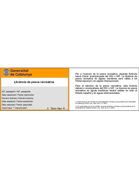 LICENCIA DE PESCA DEPORTIVA PARA CATALUNYA