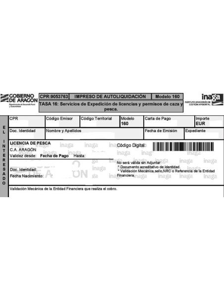 FISHING LICENSE, ARAGON