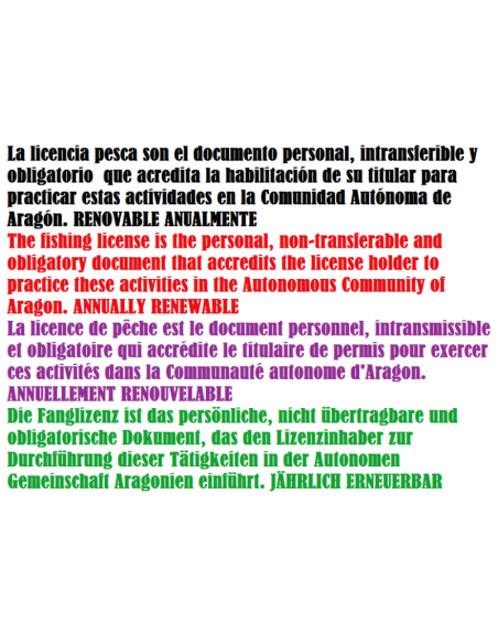 LICENÇA DE PESCA, ARAGON