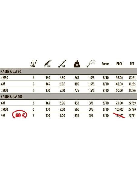 STIPPRUTE /FITTING SENSAS ATLAS 100 , 9M.