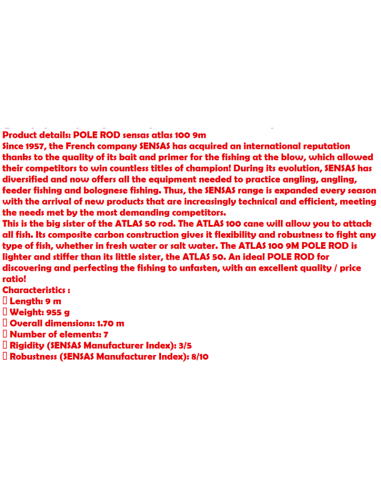 CANNE COUP A EMMANCHEMENT SENSAS ATLAS 100 , 9M.