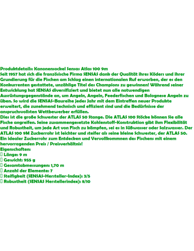 CAÑA SENSAS conectável ATLAS 100, 9M.