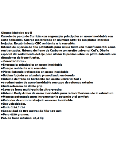 OKUMA CARRETO TROLL MAKAIRA 130 II