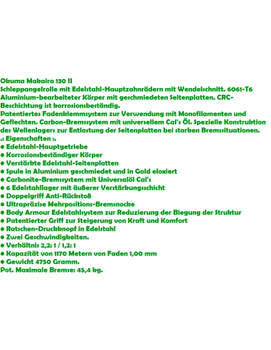 OKUMA MULINELLO TRAINA MAKAIRA 130 II