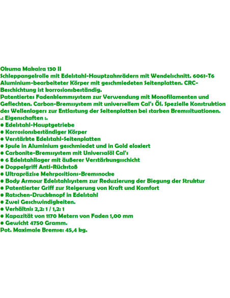 OKUMA MULINELLO TRAINA MAKAIRA 130 II