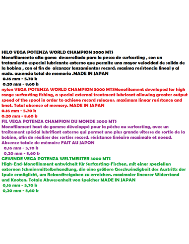 VEGA GEWINDE POTENZA WORLD CHAMPION 3000 M.