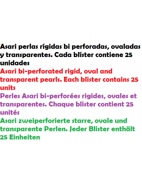 Asari B / 25 Perlen transparent oval bi-perforiert 3 MM