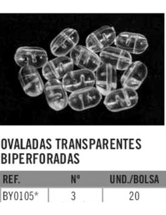 YOKOZUNA B / 20 PERLES OVALES TRANSPARENT BI-PERFORÉ Nº 3