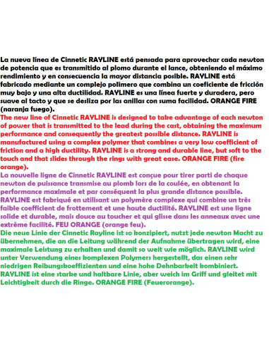 CINNETIC LINE RAYLINE 2000M ORANGE FIRE