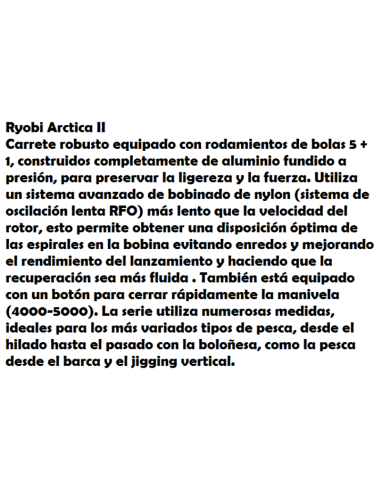 TUBERTINI RYOBI ARCTICA REEL