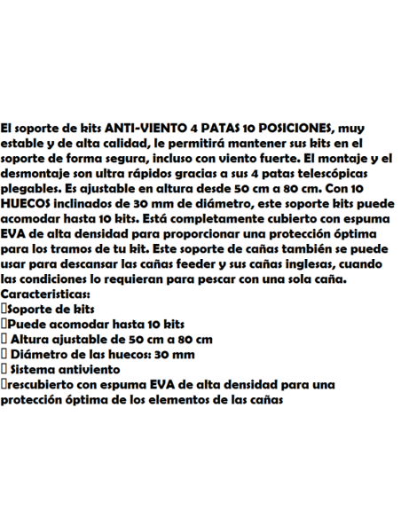 SENSAS SUPORT KITS ANTI - VENT 4 POTES, 10 POSICIONS