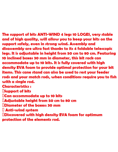 SENSAS SUPPORTO KITS ANTI-VENTO 4 GAMBE, 10 POSIZIONI