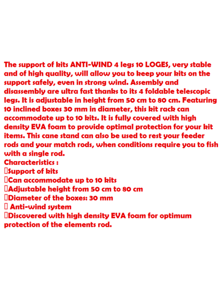 SENSAS SUPPORT KITS ANTI-WIND 4 LEGS, 10 POSITIONS