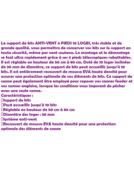 SENSAS SUPORT KITS ANTI - VENT 4 POTES, 10 POSICIONS