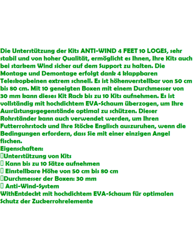 SENSAS SUPPORT ANTI-WIND KITS 4 FÜSSE, 10 POSITIONEN