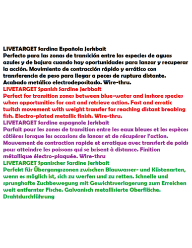LIVETARJET LURE JERKBAIT SPANISH SARDINE