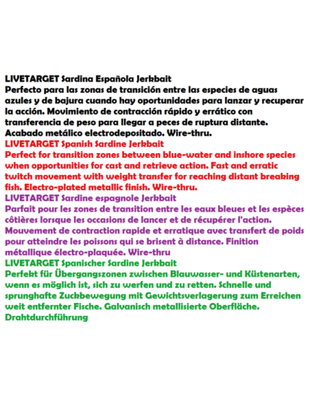 LIVETARJET ESQUER JERKBAIT SPANISH SARDINE