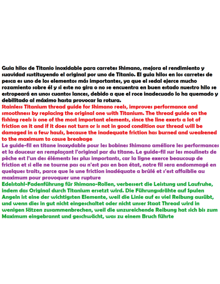GUIDE DE LIGNES, TITANE INOXYDABLE