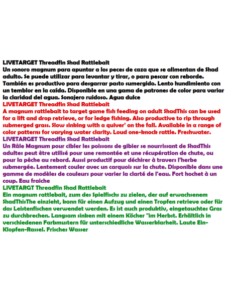 LIVETARJET Magnum Shad Rattlebait KODER