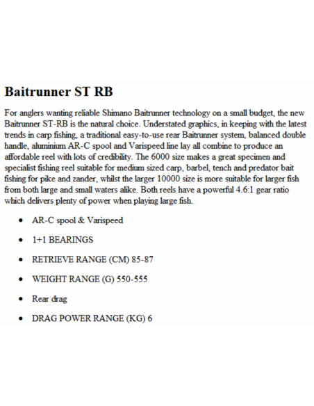 SHIMANO MOULINET BAITRUNNER ST  RB