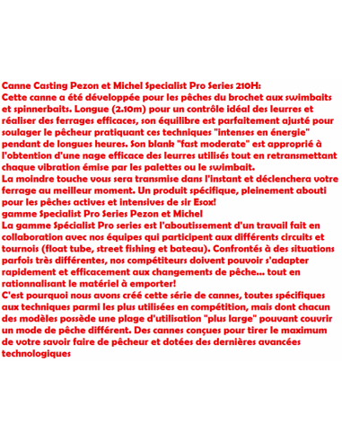 PEZON ET MICHEL CANYA CASTING SPECIALIST PRO-SERIES C 210 H