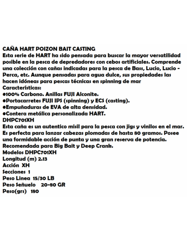 HART CARRETO BAITCASTING POIZON 7'  X HEAVY