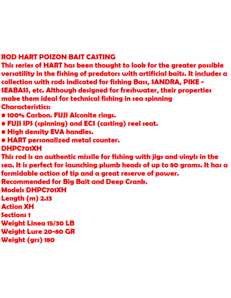 HART CARRET BAITCASTING POIZON 7'  X HEAVY