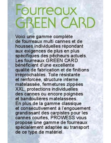 PROWESS GREEN CARD ABDECKUNG KARPEN LUXE 2 RUTE 10'(3M)
