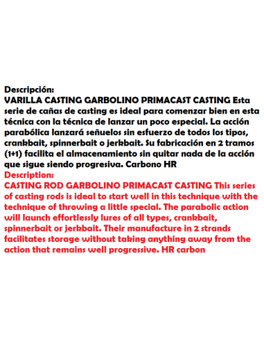 GARBOLINO PRIMACAST CASTING ROD 1+1