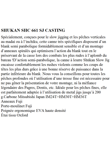 SAKURA CANNE SHUKAN CAST SHC 661 SLOW JIG