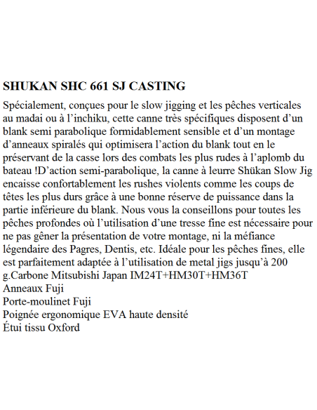 SAKURA CANNE SHUKAN CAST SHC 661 SLOW JIG