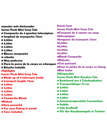 SENSAS PACK 4 CAÑES MINI CARPE TELE