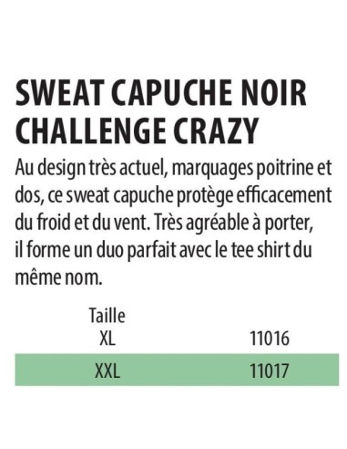 SENSAS BLACK HOODED SWEATSHIRT CHALLENGE CRAZY