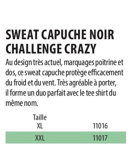 SENSAS BLACK HOODED SWEATSHIRT CHALLENGE CRAZY