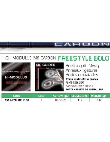 FISHING FERRARI FREESTYLE BOLOGNESI ROD 7 M.