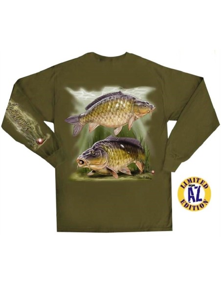 camiseta flying fisherman carpa tee militar verde