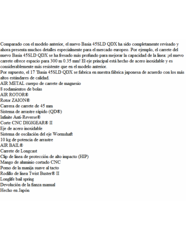 DAIWA  CARRETO BASIA 2017 45 SLD QDX