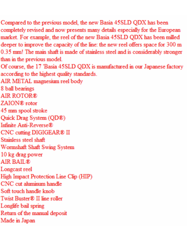 DAIWA  CARRETO BASIA 2017 45 SLD QDX