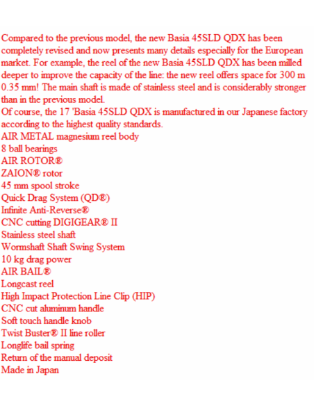 DAIWA  MULINELLO BASIA 2017 45 SLD QDX