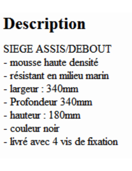 siege assis / debout seul noir