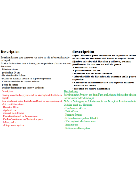 bourriche  pour float tube / bateau
