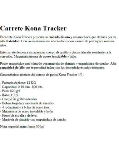 CARRETO CURRICAN-TROLLING KONA TRACKER 4/0