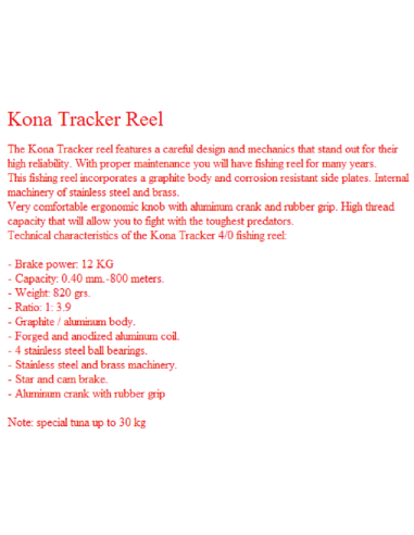 TROLLING REEL KONA TRACKER 4/0