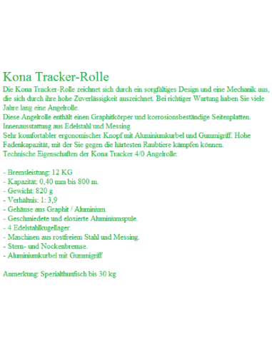 CARRET CURRICAN-TROLLING KONA TRACKER 4/0