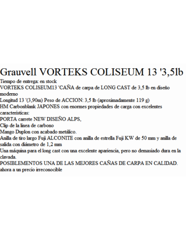 LONG CAST CANYA CARPA VORTEKS COLISEUM