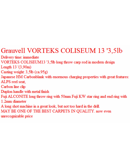 LONG CAST CANA CARPA VORTEKS COLISEUM