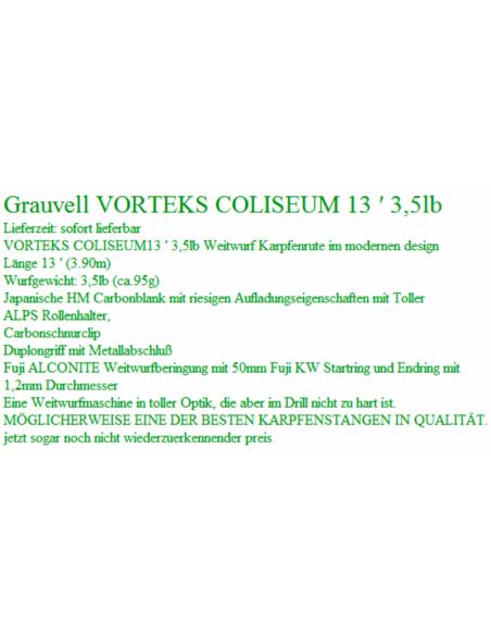 LONG CAST KARPENRUTE VORTEKS COLISEUM